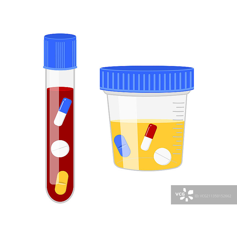 含有不同药物的血液和尿液样本图片素材