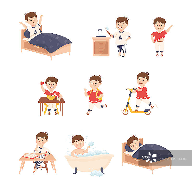 小男孩的日常活动图片素材