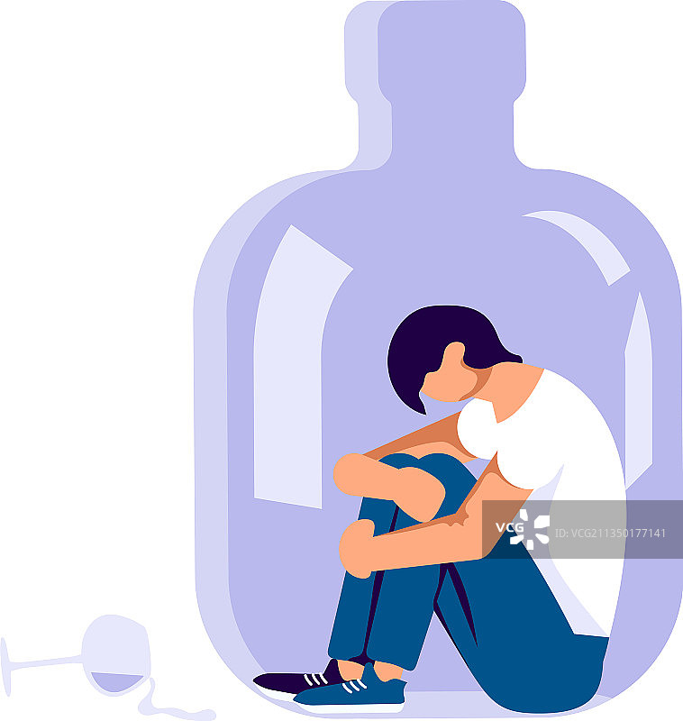 沮丧的角色坐着的概念图片素材