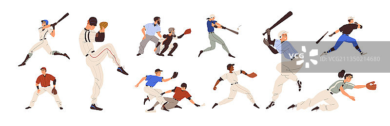 棒球运动员：投手、捕手和击球手图片素材