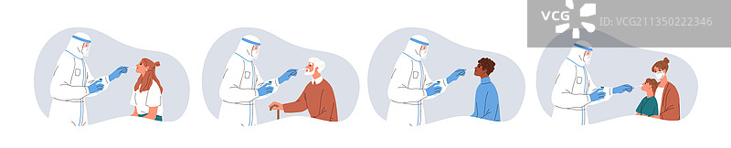 人们进行新冠病毒PCR检测的鼻拭子采样图片素材