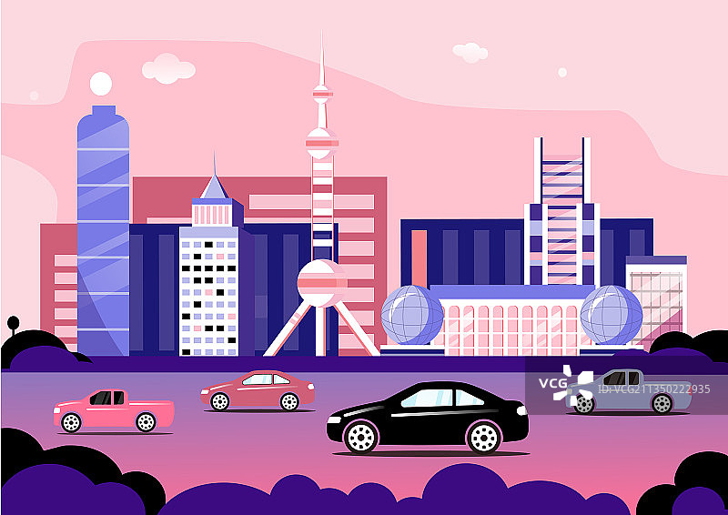 矢量上海城市交通插画图片素材