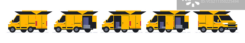 在线包裹配送货车套装图片素材