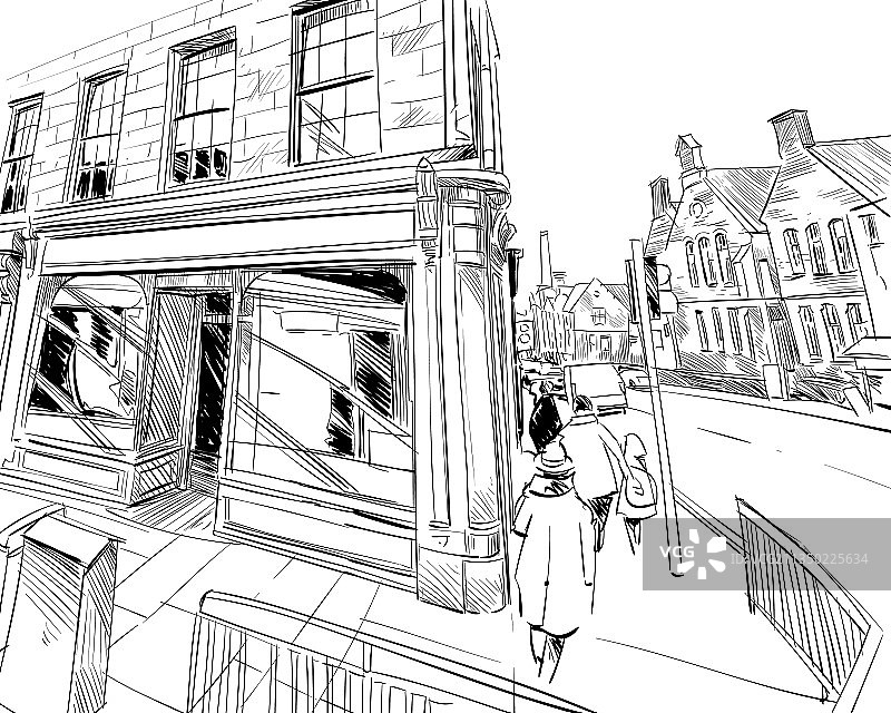 爱丁堡手绘城市速写图片素材