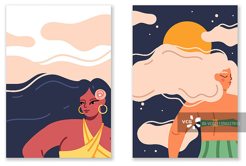 女性长发波浪发型图片素材