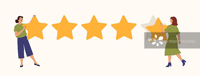 女孩写星星评级评论图片素材