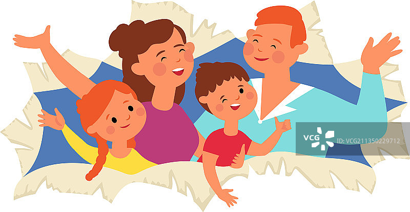 纸洞里的幸福家庭父母人物图片素材