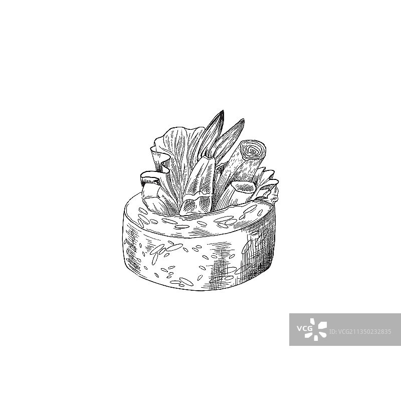 鲜虾蔬菜雕刻寿司卷图片素材