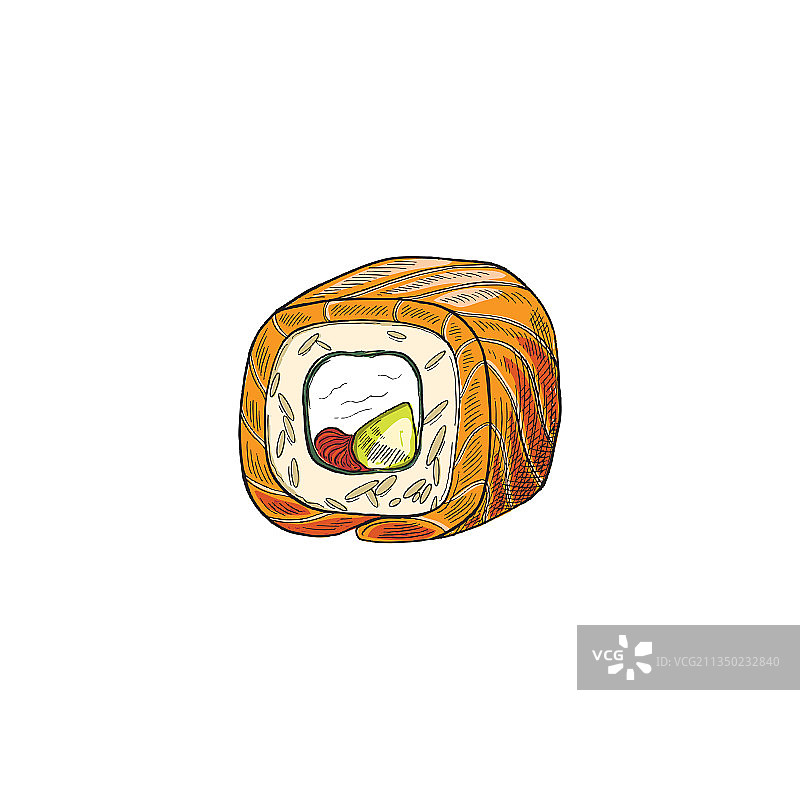 美味日式费城三文鱼寿司卷图片素材