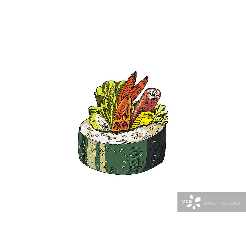 鲜虾寿司卷速写图片素材