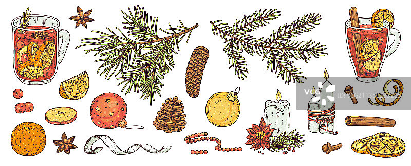 热红酒配料和节日元素图片素材