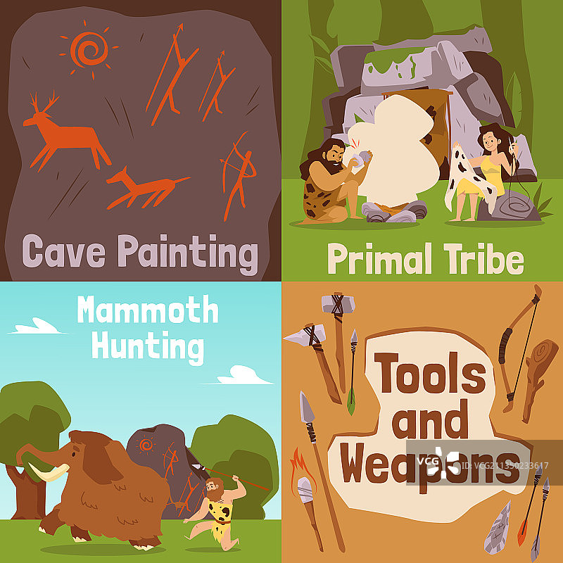 史前穴居人主题banner图片素材