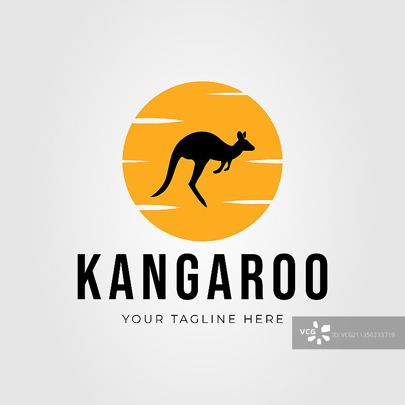 澳大利亚袋鼠Logo设计剪影图片素材