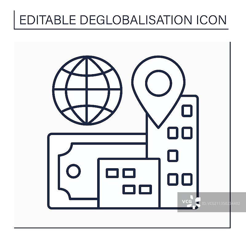 反向全球化线性图标图片素材