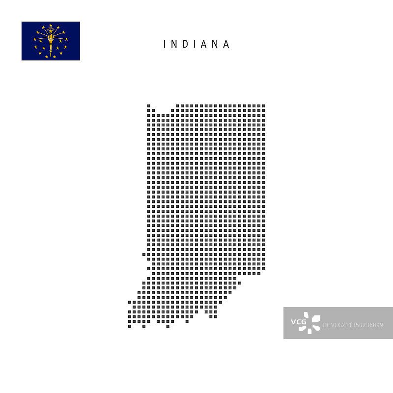 印第安纳州点状像素地图图片素材