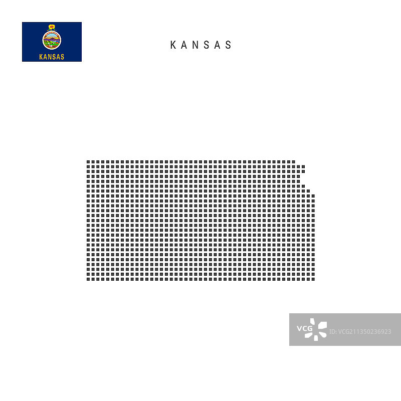 堪萨斯州点状像素地图图片素材