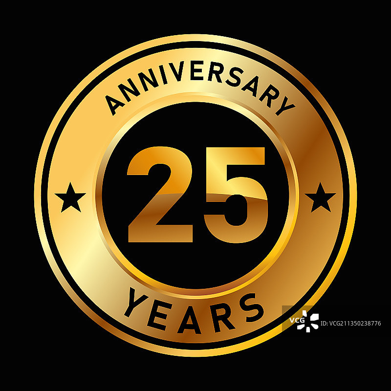 25周年纪念金色圆形奖章图片素材