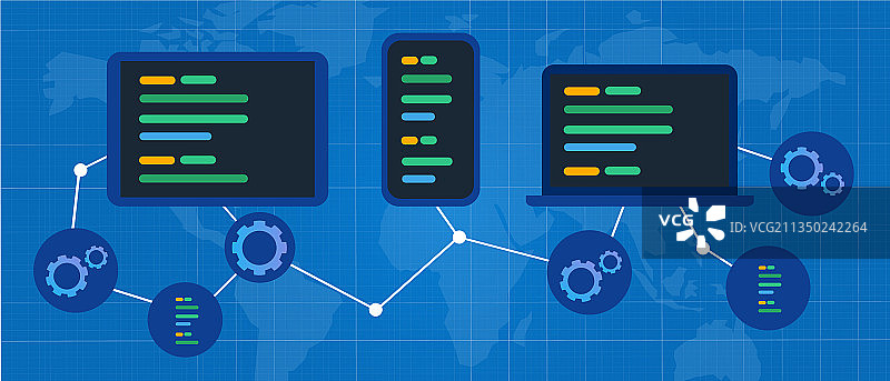 跨平台多设备软件网络连接图片素材