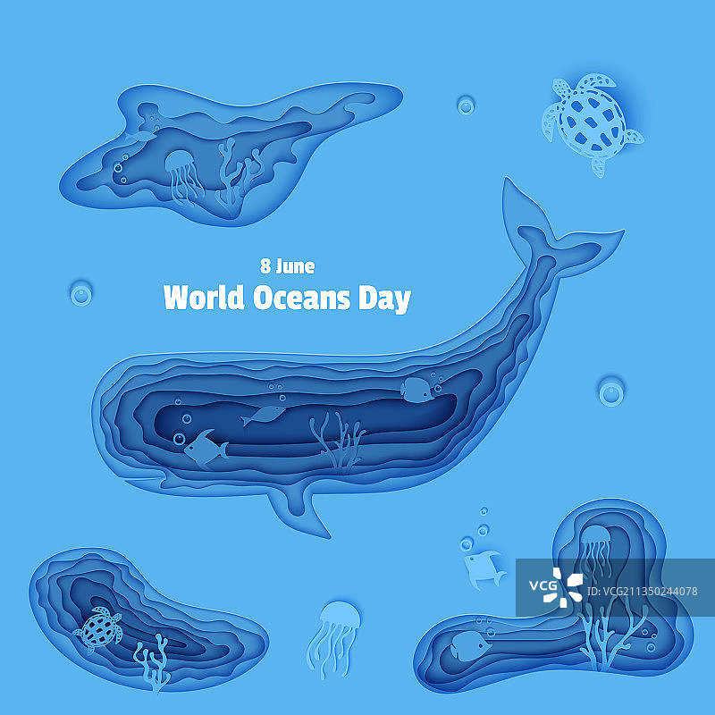 纸质的抹香鲸剪影图片素材