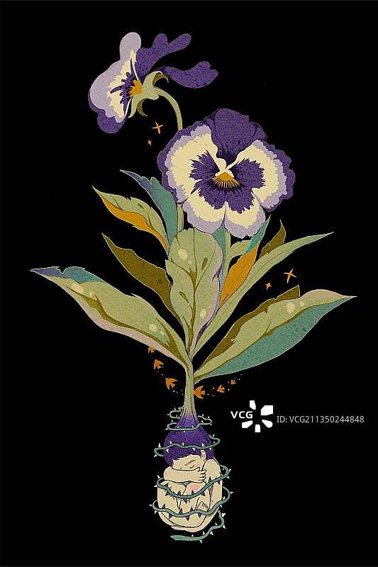 人物与花卉元素图片素材