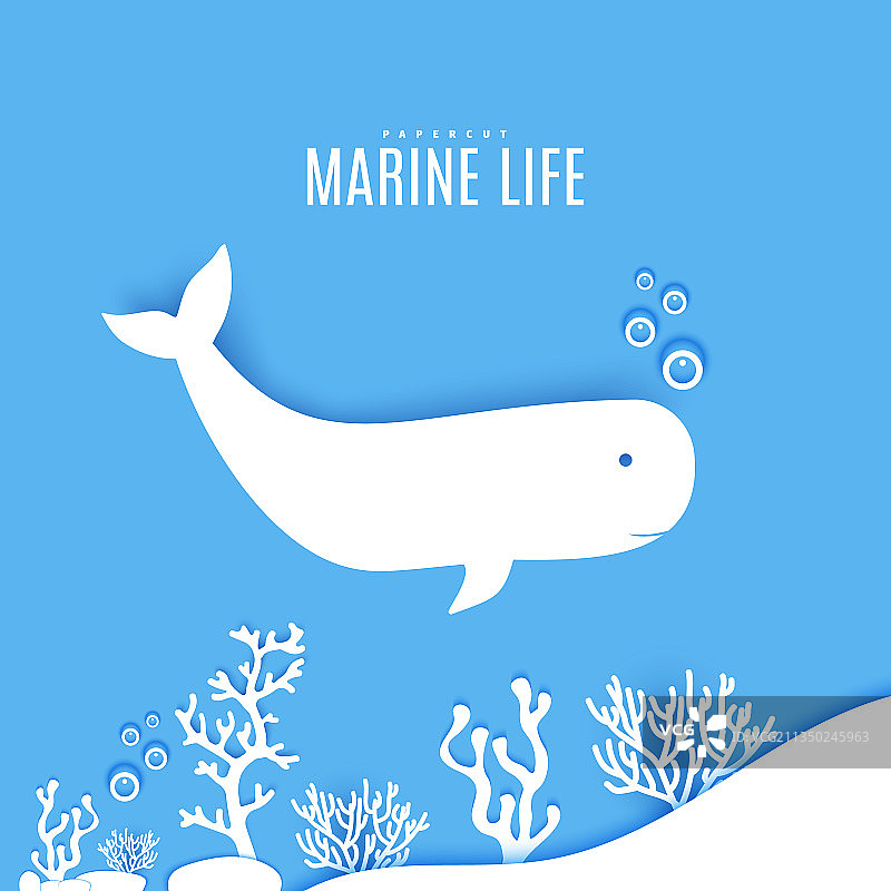 纸艺风格的海底抹香鲸图片素材