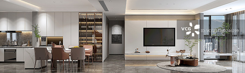 现代高档住宅客餐厅图片素材