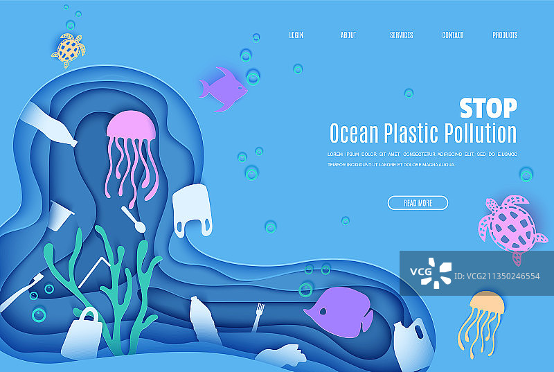 网页设计模板，停止海洋塑料污染图片素材