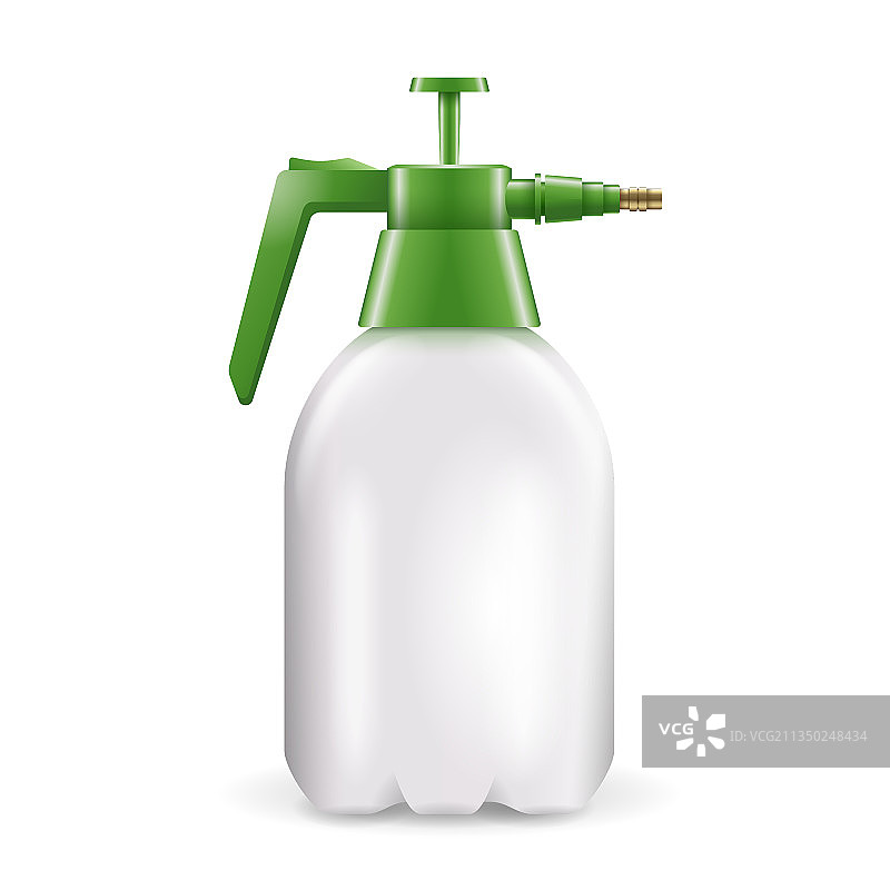 白色背景上的植物用手持式压力喷雾器图片素材
