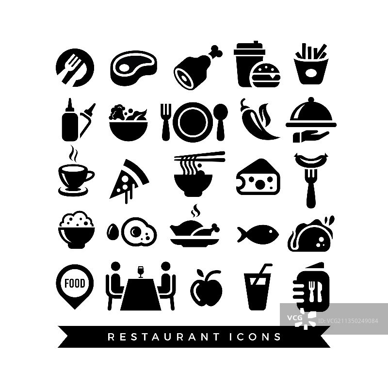 餐厅食品和饮料图标集图片素材