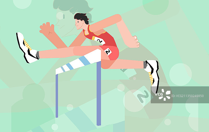 110米跨栏插画图片素材