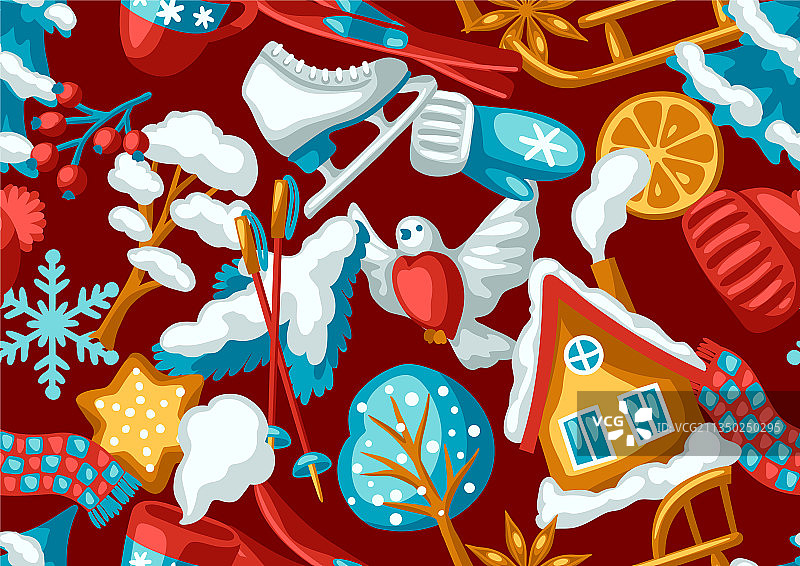 冬季户外休闲无缝图案图片素材