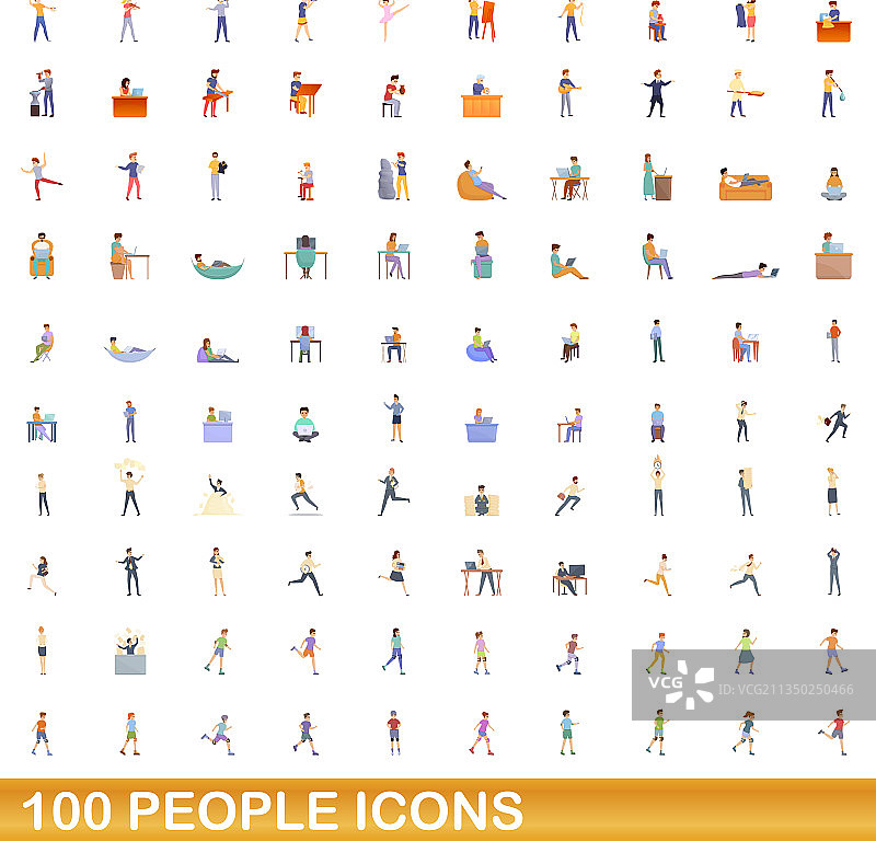 100人的图标设定卡通风格图片素材