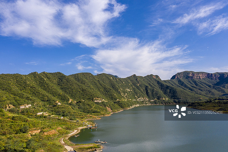 河北省石家庄市井陉县张河湾水库航拍图片图片素材