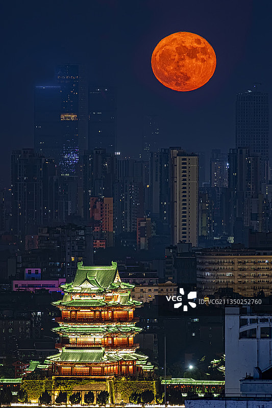 楼阁月色图片素材