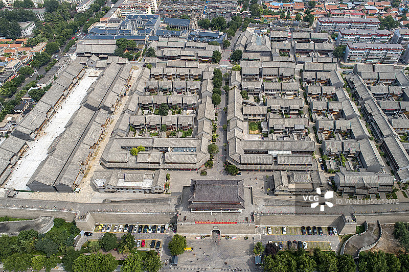 山东潍坊青州古城航拍图片素材