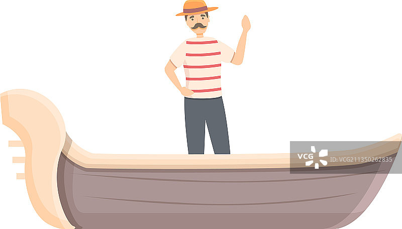 卡通威尼斯贡多拉船夫图标图片素材