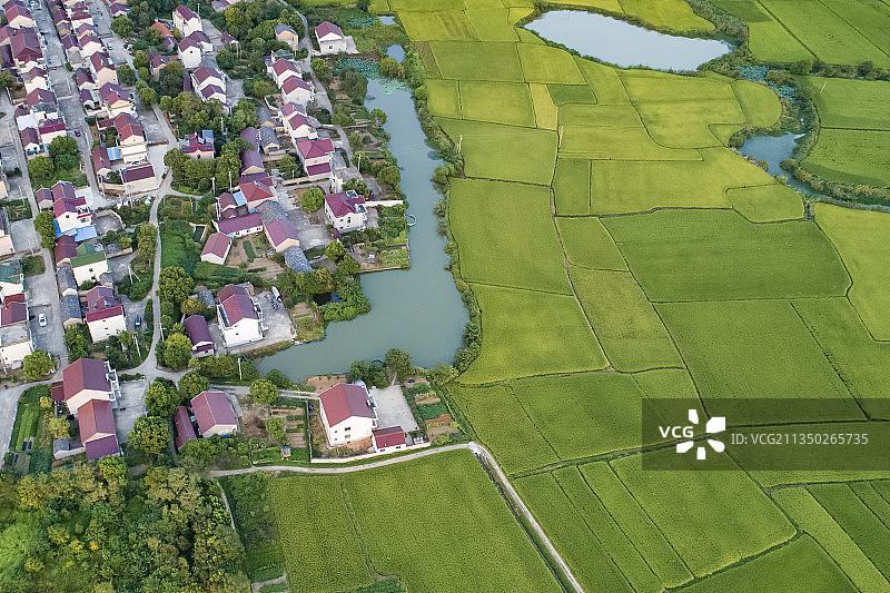 航拍中国安徽省宣城市秋季乡村田园风光图片素材