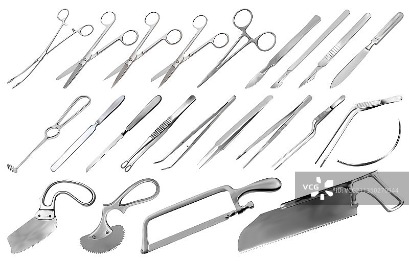 外科器械套装：镊子和手术刀图片素材