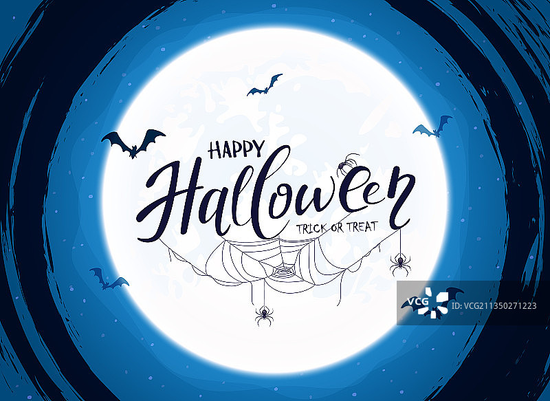 蓝色万圣节背景，月亮与纹理图片素材