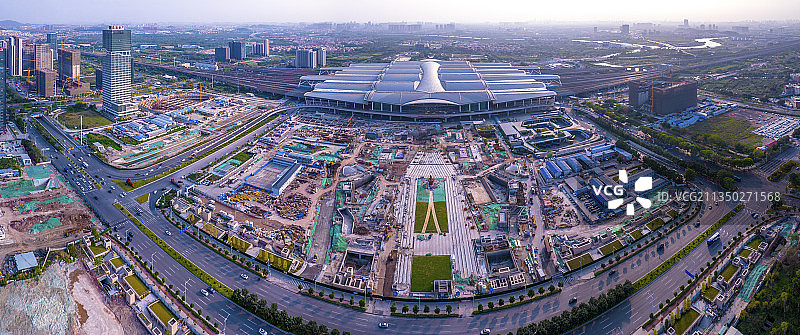 广州南站周边建筑全景航拍图片素材