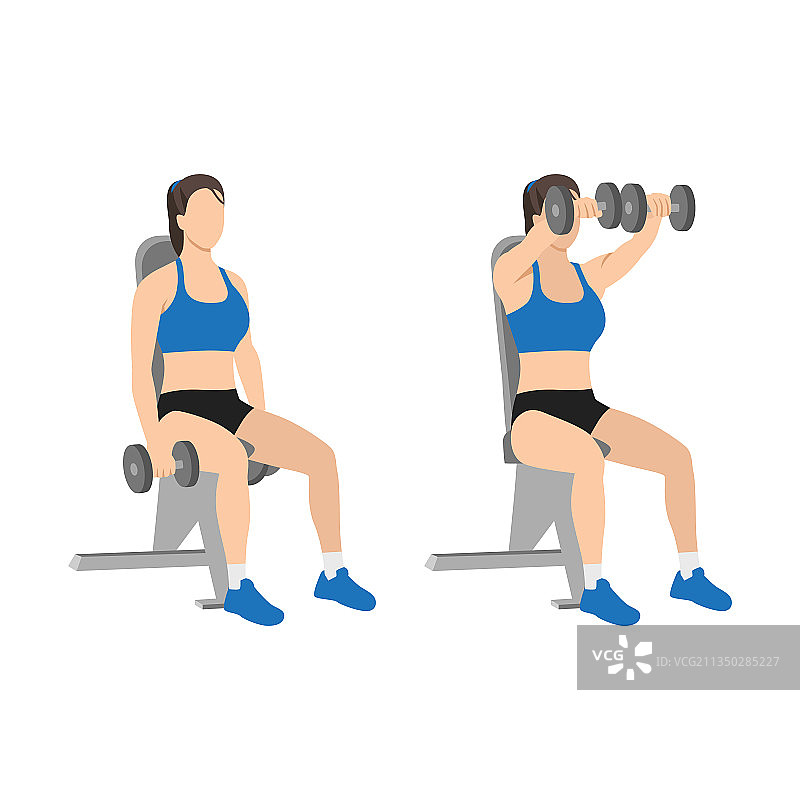 女性坐姿双前平举运动图片素材