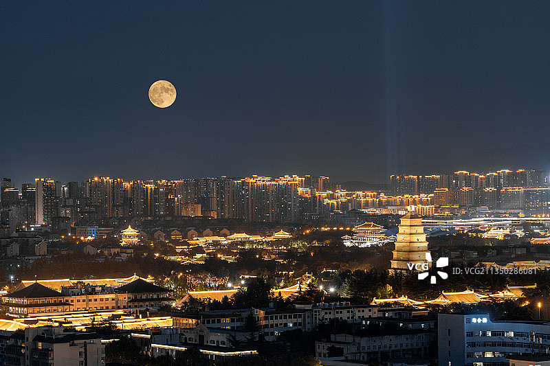 西安城市风光-大雁塔十五夜图片素材