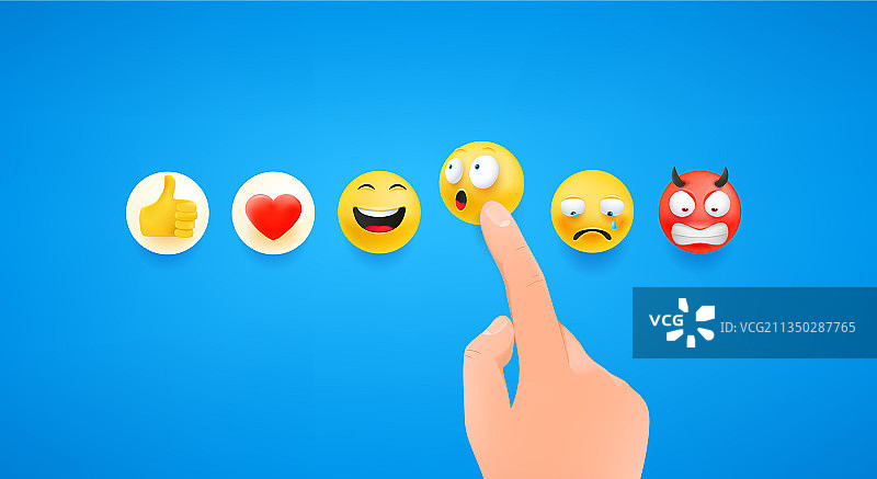 手指在社交媒体中按表情符号反应图片素材