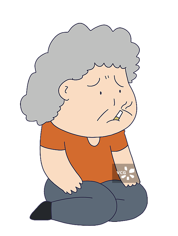 元素：抽烟的老太太图片素材
