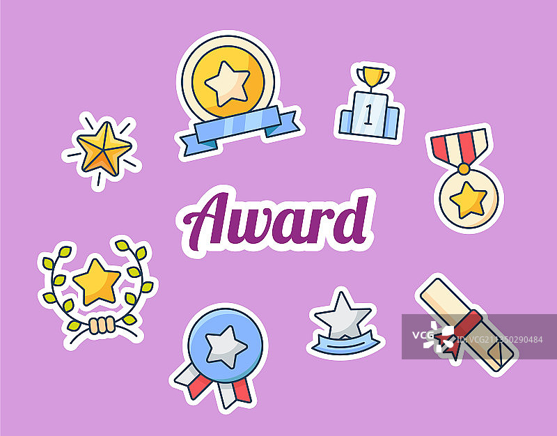 奖杯、奖章图标组合图片素材