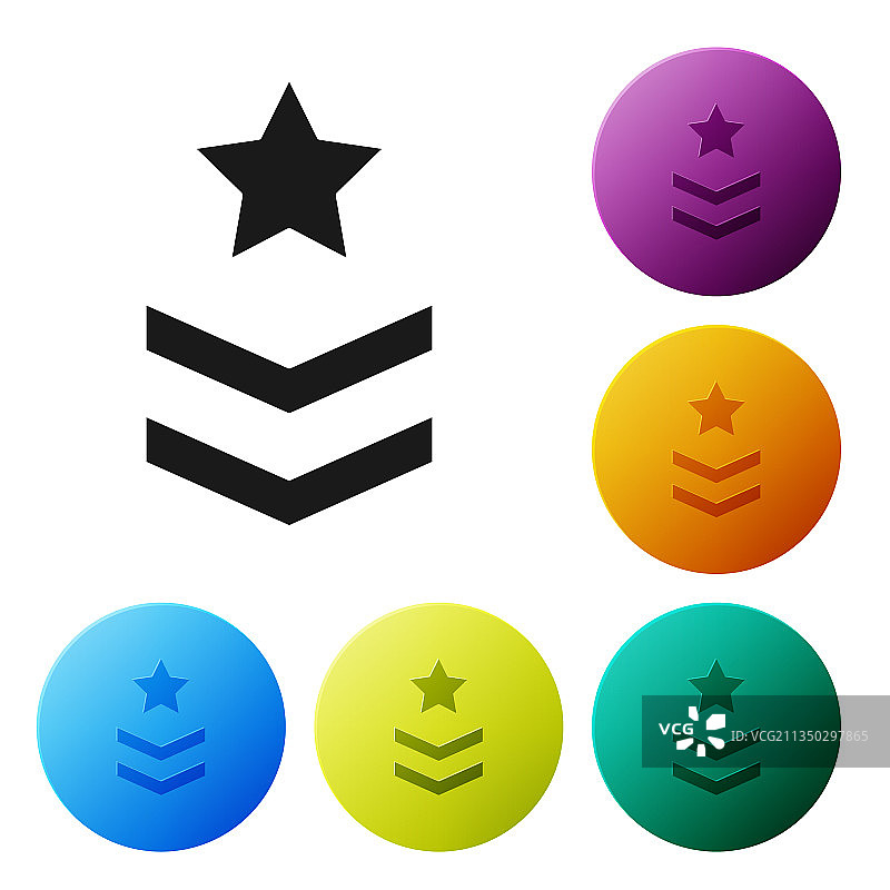 黑色军衔图标（白色背景）图片素材