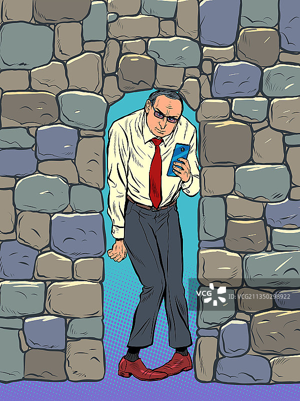 商人被石头压垮，情绪低落图片素材