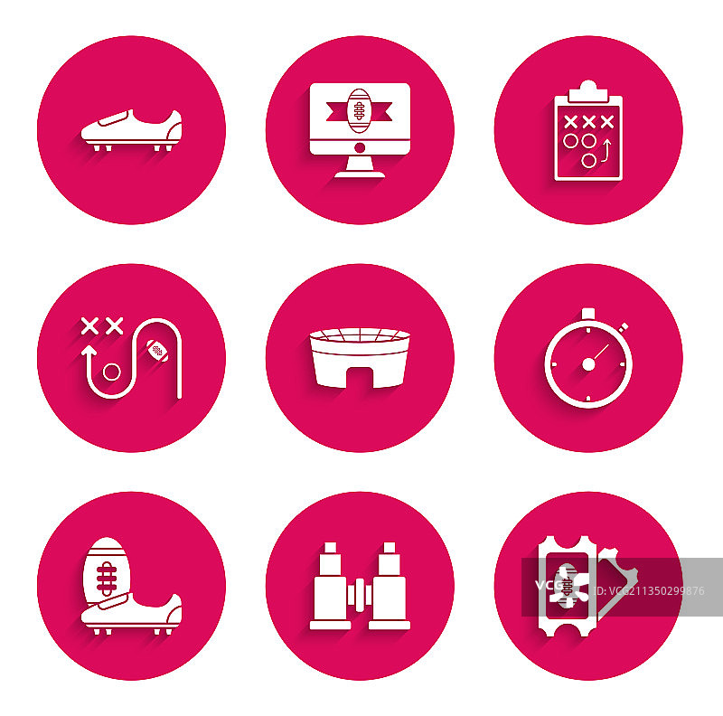 足球场、望远镜和球赛门票图片素材