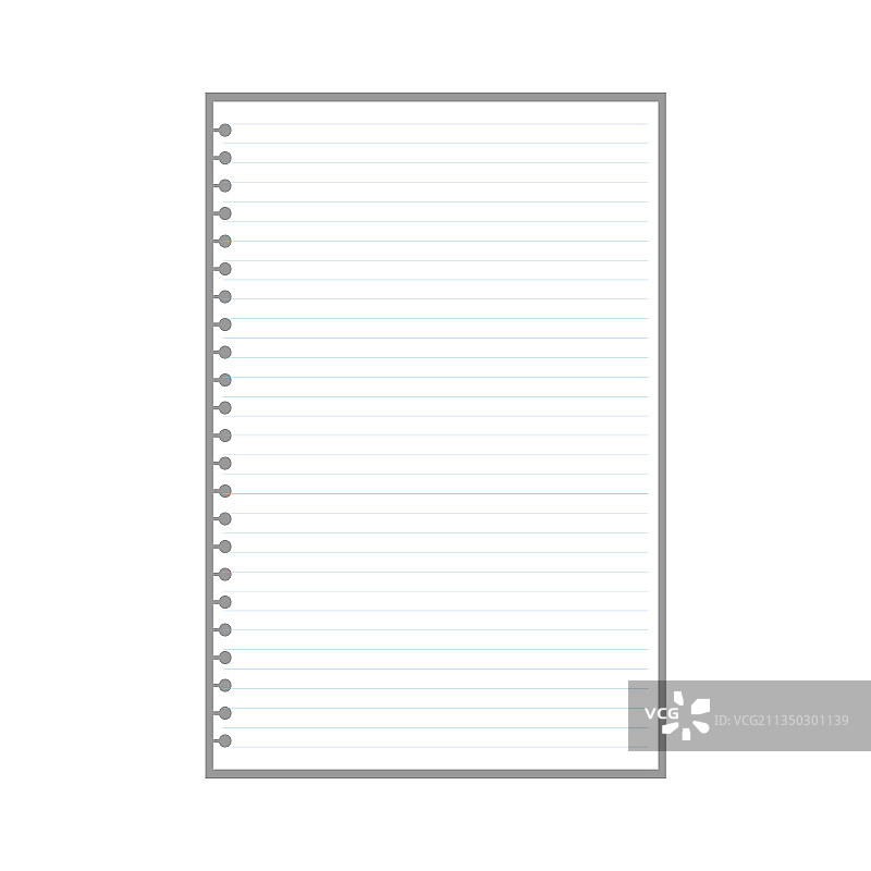 带环孔的空白横格纸图片素材