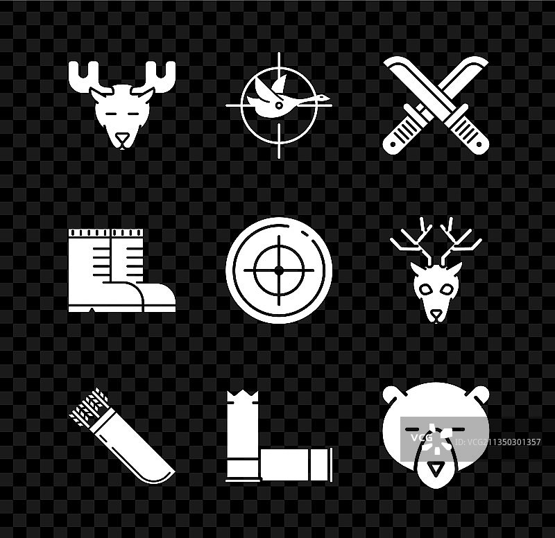 带角的麋鹿头猎鸭十字线图片素材